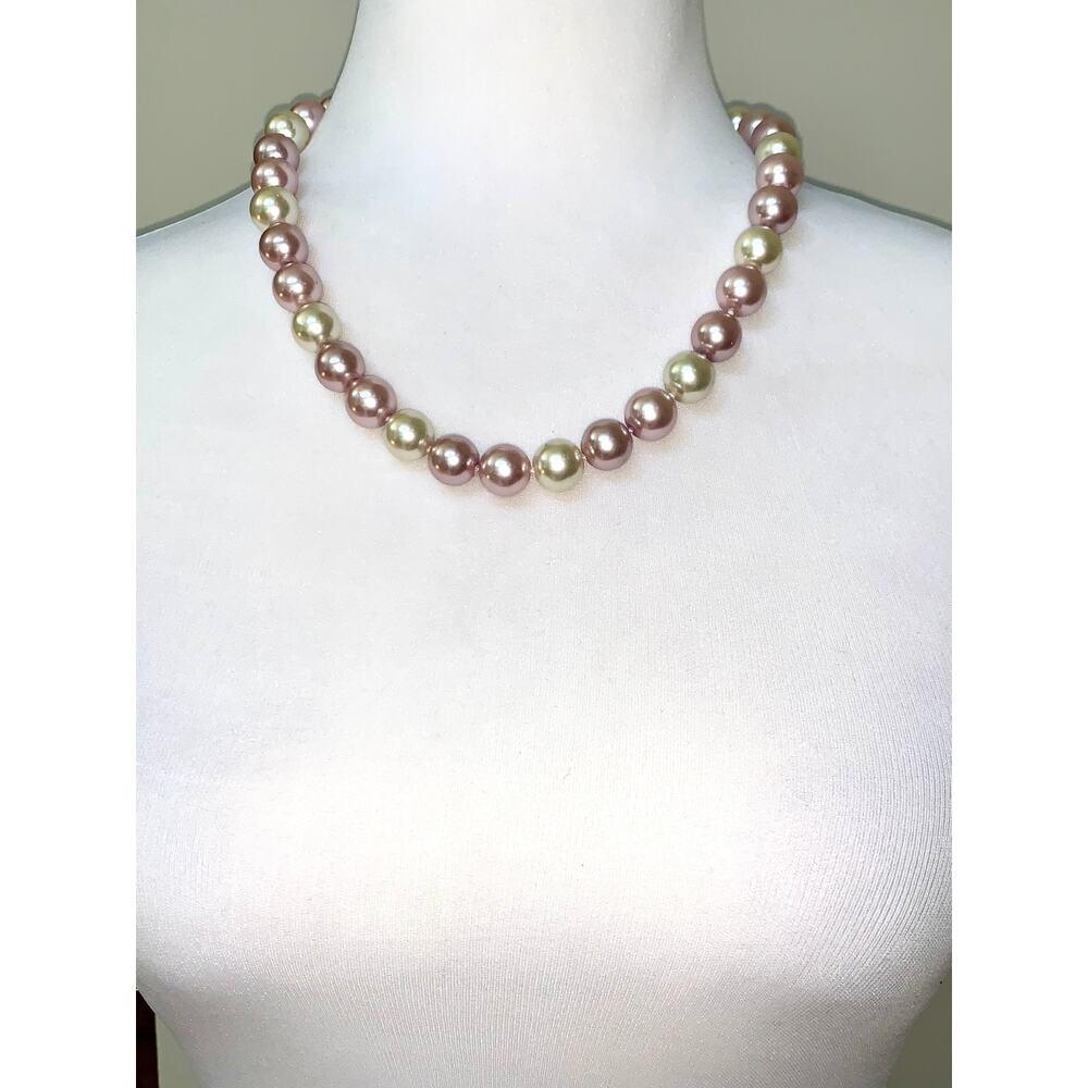 Vintage Kissaka Pink Cream Faux Pearl Statement Necklace